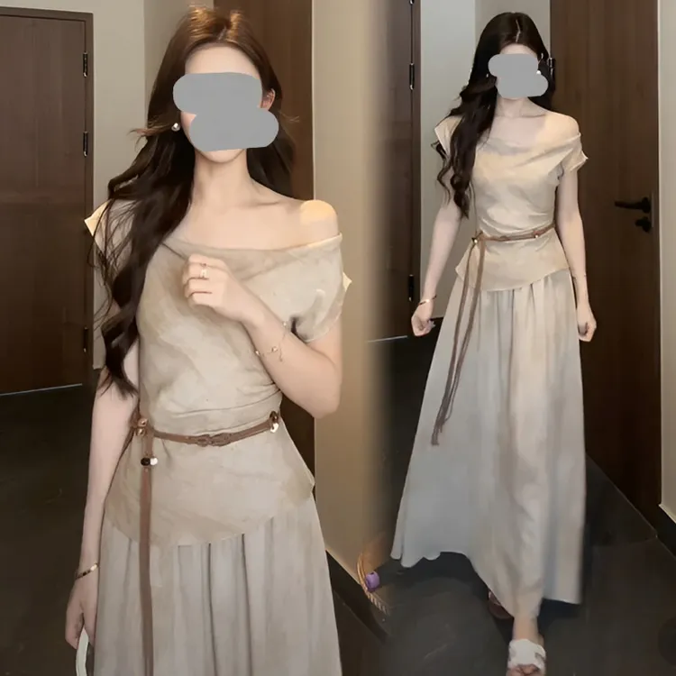 【YiJia~】纯欲风度假2025夏季新款气质显瘦套装女上衣半身裙两件套