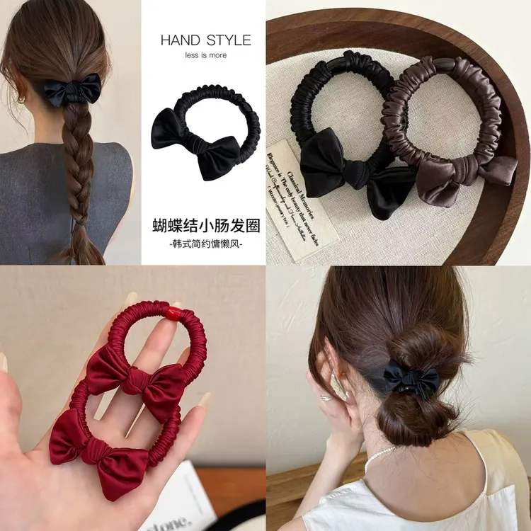 新年高马尾神器高弹力蝴蝶结小肠圈红色发圈皮筋本命年头绳高级感