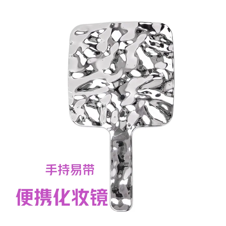 网红高级感手持化妆镜家用复古风镜子随身便携手拿美容镜手柄镜~~