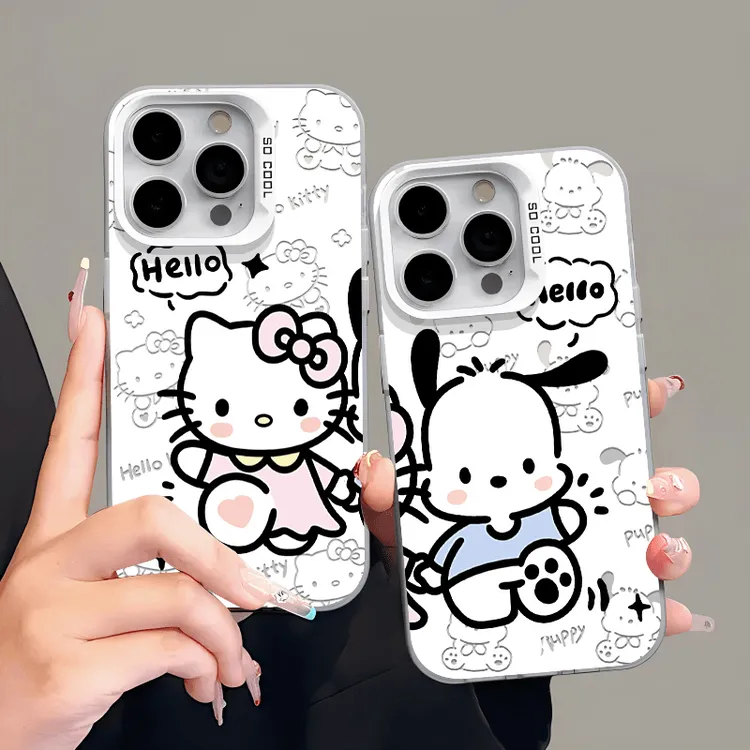 牵手猫狗适用iphone16苹果15一加荣耀元气情侣手机壳vivo华为oppo