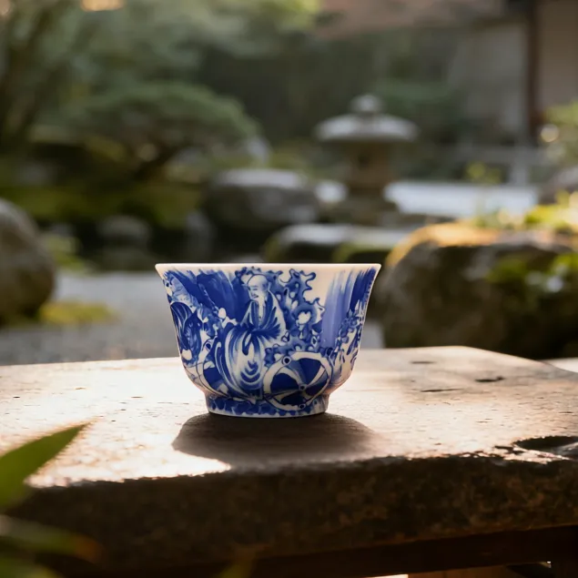 金樽珍藏丨「鬼谷子下山」八方主人杯景德镇全手工釉下青花高端茶器