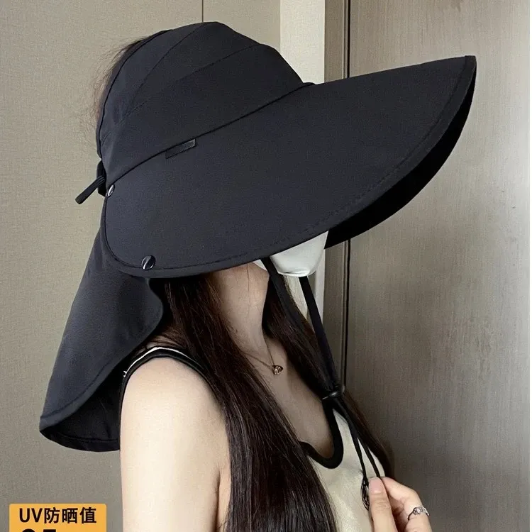 防晒帽女防紫外线遮阳空顶帽夏季大帽檐遮全脸太阳帽骑车渔夫帽子