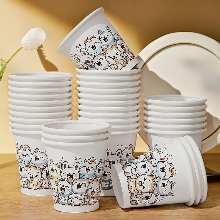 【500只整箱批发】一次性猫猫乐园一百八十毫升纸杯茶水杯原浆纸杯