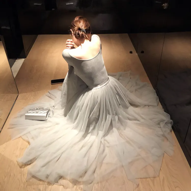 【乔乔专属】（6圆运补）miu系芭蕾 一字肩网纱连衣裙女初秋氛围感穿搭长裙子