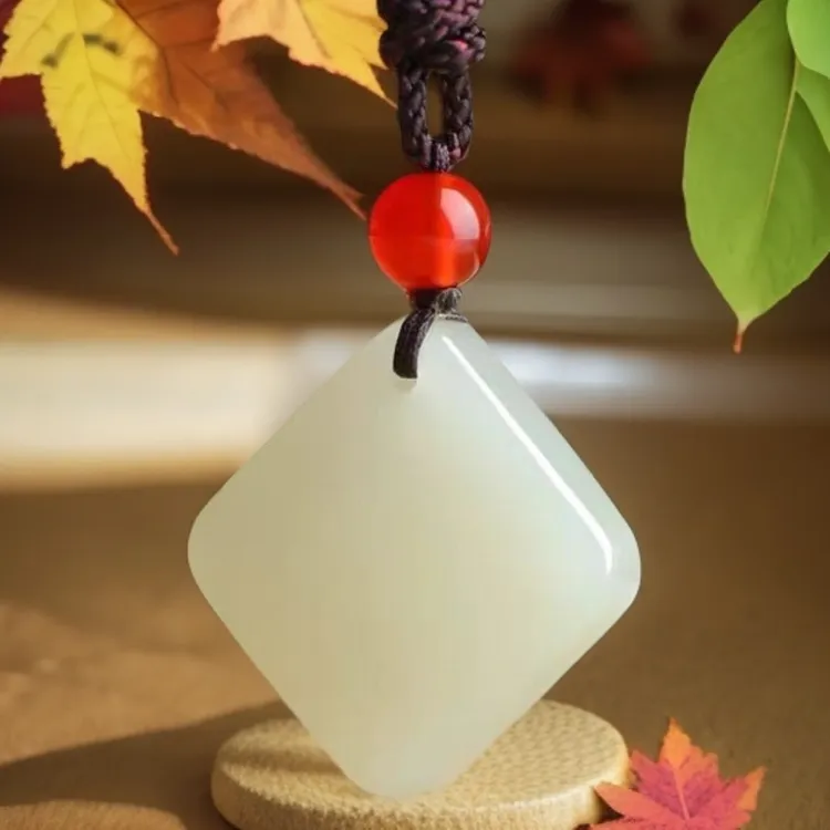 非金属大理石吊坠 方糖平安无事牌男女款玉石挂件吊坠时尚