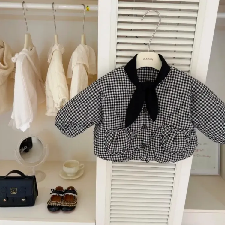 【格子小香风】女童棉衣外套2025新款冬装韩版洋气夹棉加厚儿童棉服