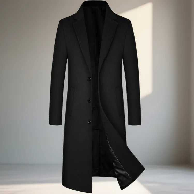 高定款埃登男士毛呢大衣中长款羊毛大衣厚款韩版修身风衣外套冬款