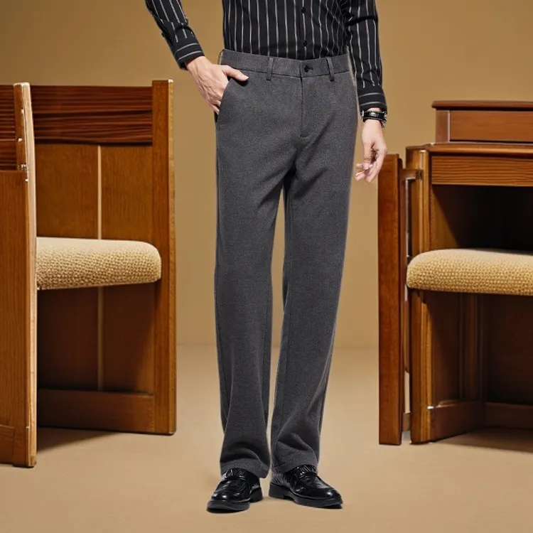 2025商务休闲裤西裤秋冬加厚绵羊毛商务西裤休闲西裤男士高腰直筒