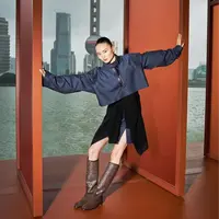 【FELOCCA】拼钻扣带装饰圆头长筒时尚靴NYN-6023