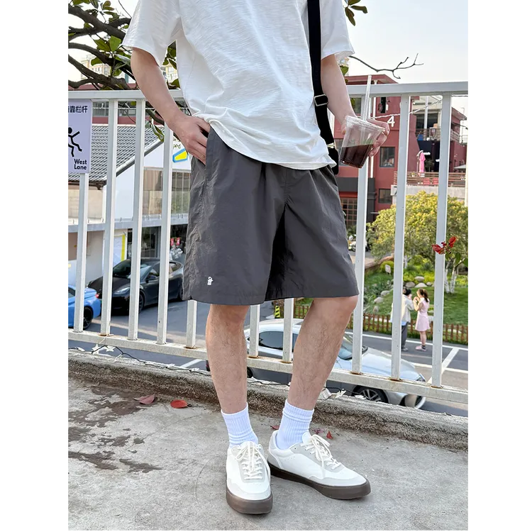 灰色松紧腰速干短裤五分裤男生夏季2025新款宽松休闲百搭工装简约