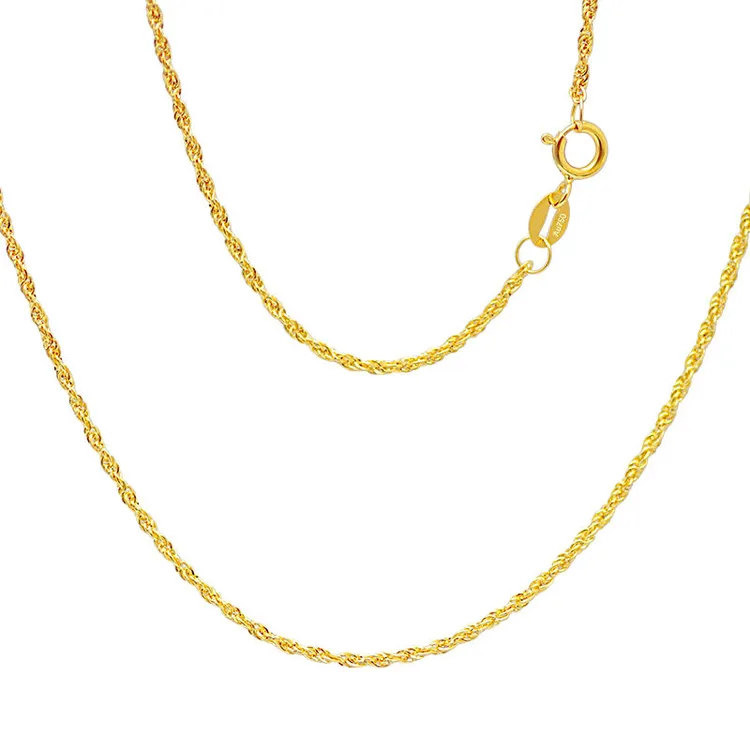 18k金项链女麻花素金麻绳链k金真金女正品 Au750扭绳链百搭锁骨链