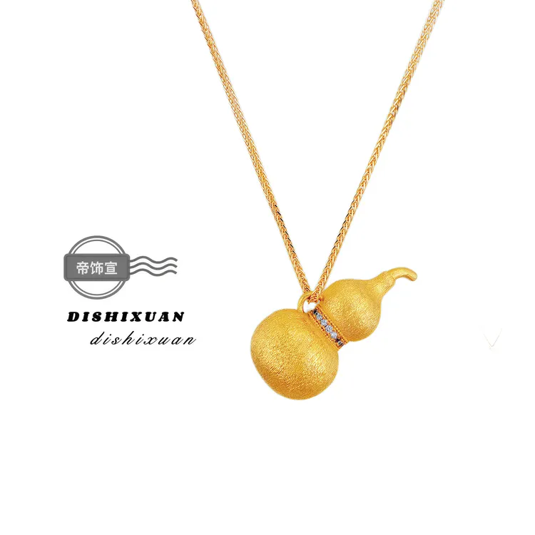 铜合金项链 国潮拉丝葫芦吊坠毛衣链福禄挂坠国风百搭项链