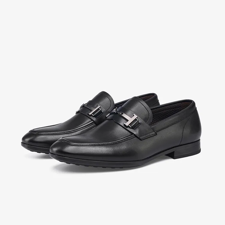 新款男士商务休闲皮鞋舒适透气男鞋英伦风时尚百搭乐福一脚蹬7669