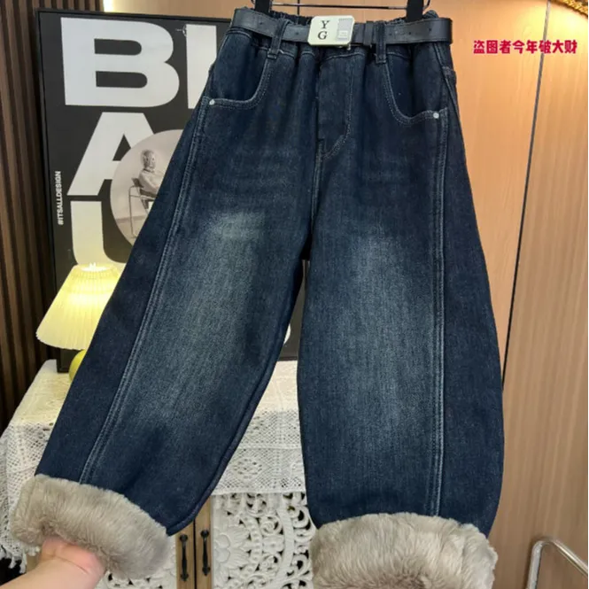 【版型太赞了~抗寒20°】男童仿兔绒加厚保暖牛仔裤（不带腰绳）11910