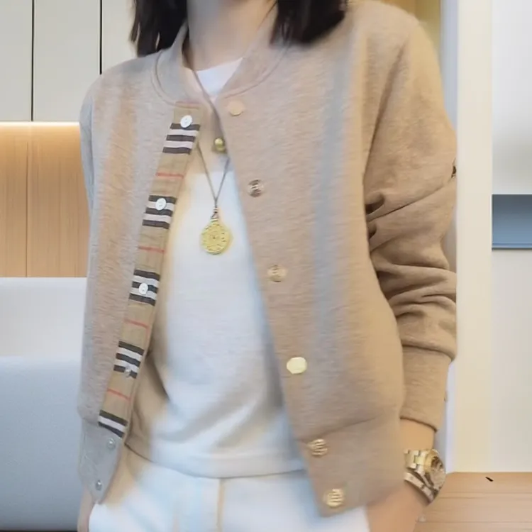 【格纹拼接棒球服】2025早秋格纹拼接长袖休闲短款外套C6272