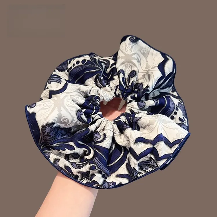 复古图腾印花大肠发圈2025新款国风扎马尾头绳发绳洋气头花发饰女