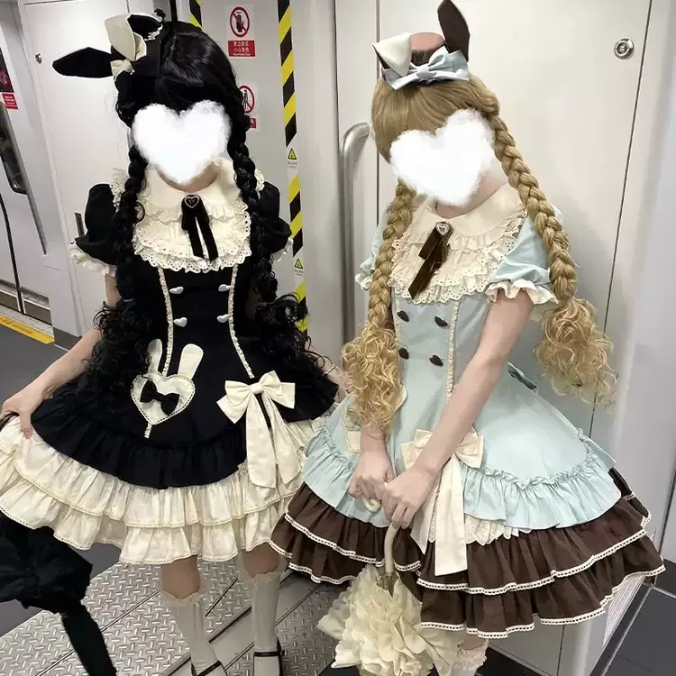 织锦园原创奶油蓓蕾OP泡泡袖甜美可爱洛丽塔夏季doll感Lolita裙