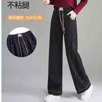 2025爆款秋季高腰时尚阔腿裤丹宁蓝牛仔裤女士气质显瘦大码直筒裤