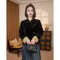 【沐熙】100桑蚕丝新中式真丝丝绒加棉外套LYGMF2186
