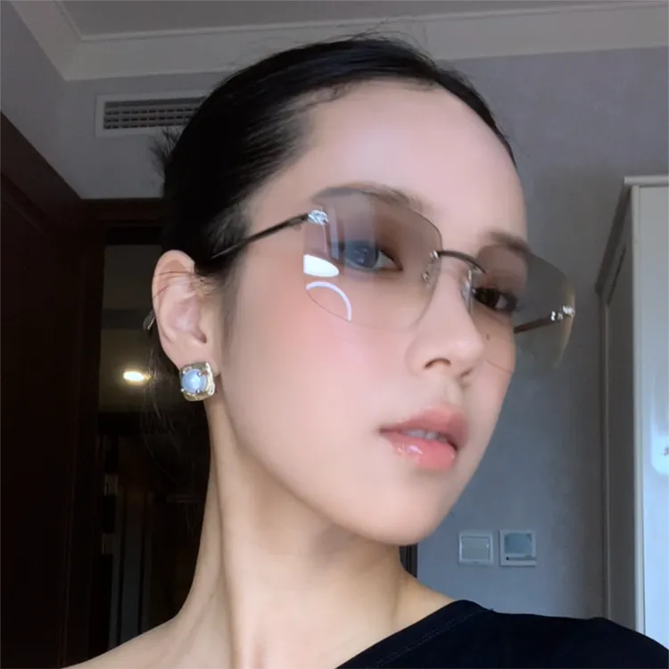 2025新款欧美风无边框金属方形大框太阳眼镜欧美时尚男女潮墨镜