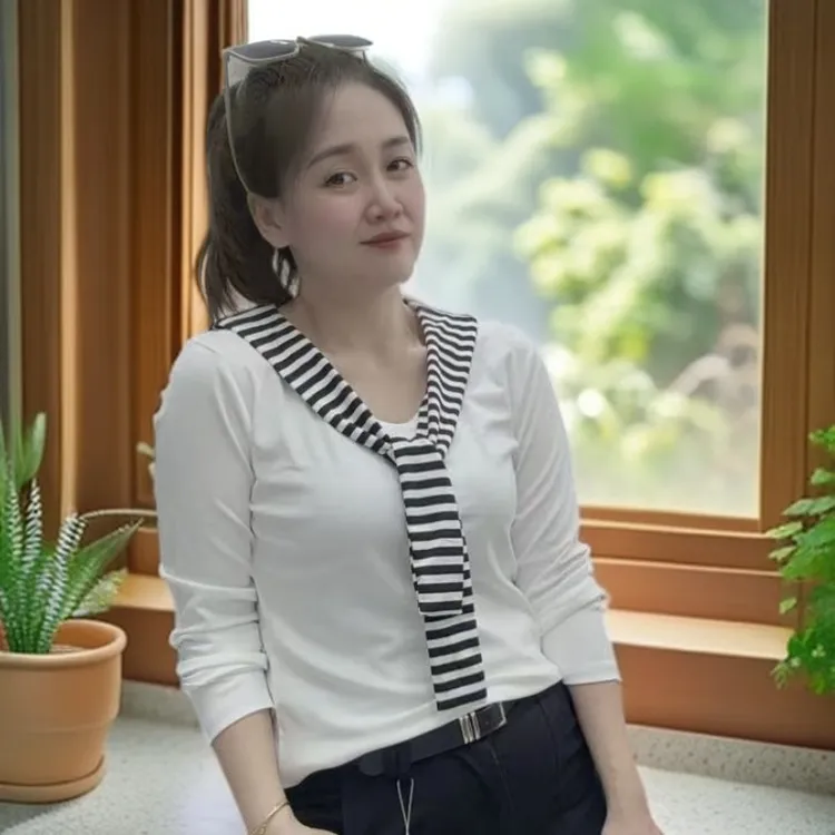 《丽丽家》韩版海军长袖小衫T恤条纹披肩夏季上衣气质修身假两件
