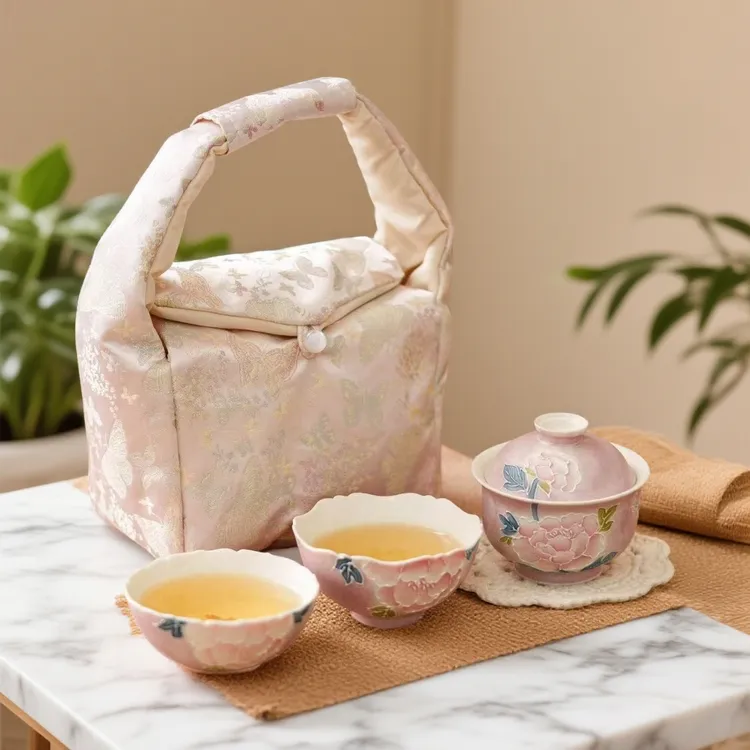  高档旅行茶具套装高颜值茶具陶瓷盖碗茶杯泡茶便携旅行喝茶茶具