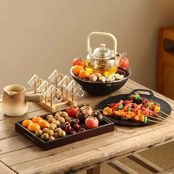 围炉煮茶家用室内2025新款电陶炉煮茶器玻璃茶壶电烤火炉茶具套装