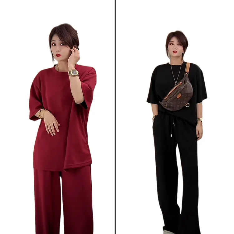 小韩日记【街角套装】套装运动时尚休闲百搭夏季简约韩版圆领1692