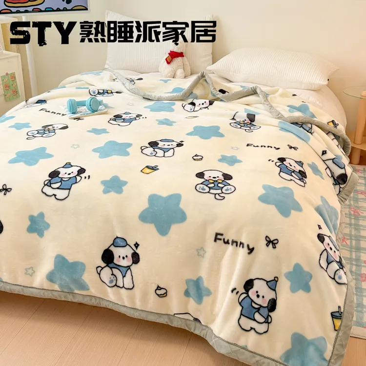 双面儿童毛毯双层加厚不掉毛不褪色拉舍尔毛毯冬季保暖盖毯绒毛毯