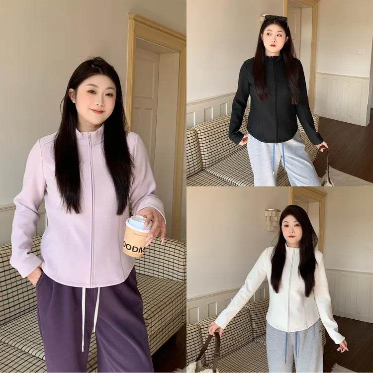 裂渡宣宣【LU系显瘦】收腰小立领外套女冬保暖休闲打底衫ZY511A44