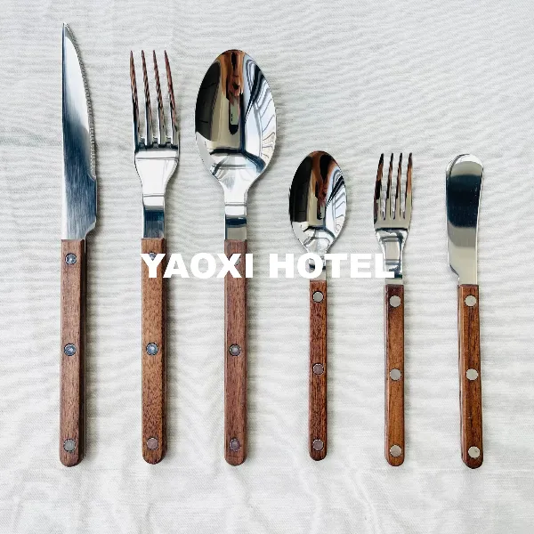 【实木胡桃】木柄西餐刀叉中古风勺子ins餐具法式水果叉子甜品勺