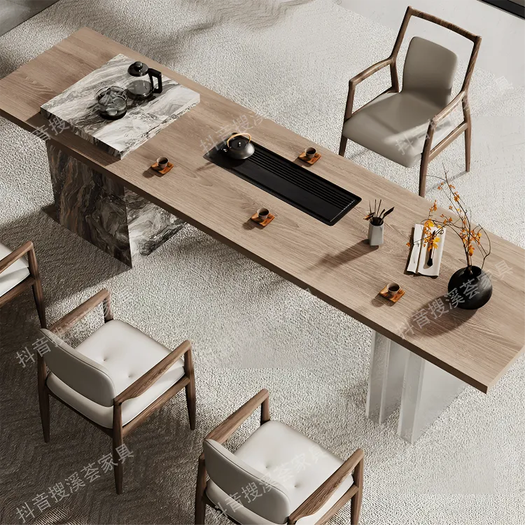 溪荟新中式茶桌椅飘窗茶桌茶台一整套家用茶台一整套实木茶桌