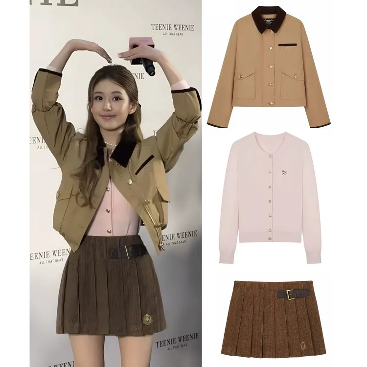 【源头厂家】大码女装法式假两件小香风外套高腰半身裙两件套