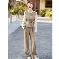 〈纪朵研〉1275风气质时尚套装女春季爆款衬衫马甲阔腿裤减龄套装