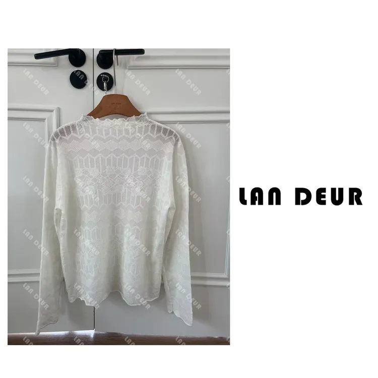 JIUJIU【璀璨星河】绵羊毛百搭法式花边设计感长袖重工打底秋冬T恤