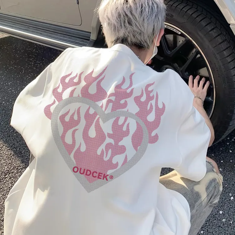 100%纯棉重磅短袖T恤时尚百搭vintage青少年高级印花设计高级感