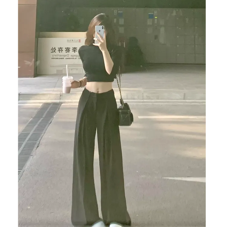 2025早秋新款时尚套装气质显瘦洋气休闲百搭性感辣妹短款上衣长裤