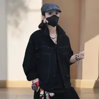 欧美风短款女百搭翻领春秋短外套潮流休闲韩版牛仔上衣