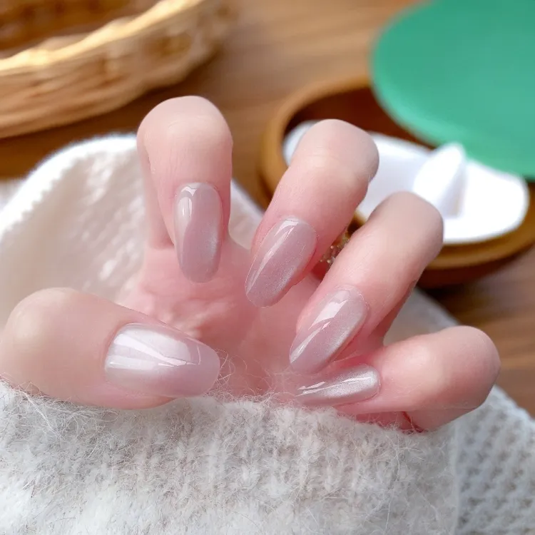 【白月光】裸色猫眼短款穿戴甲日常气质轻奢美甲款式