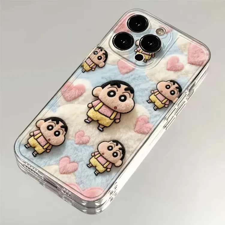 仿毛绒小新适用iPhone17手机壳华为荣耀透明VIVO创意OPPO小米17软