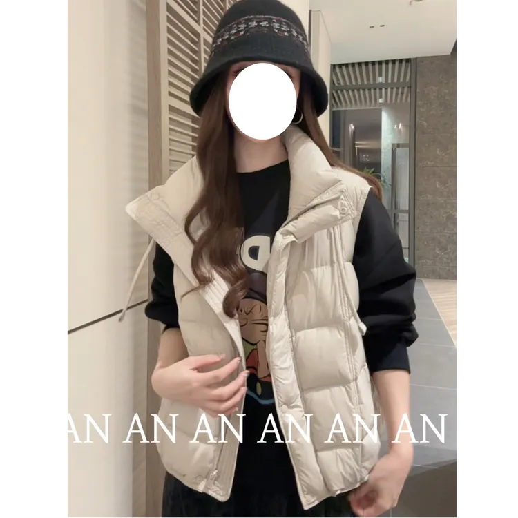 秋冬季新款简约立领工字型款韩式圆领马夹胖mm秋冬韩系羽绒马甲