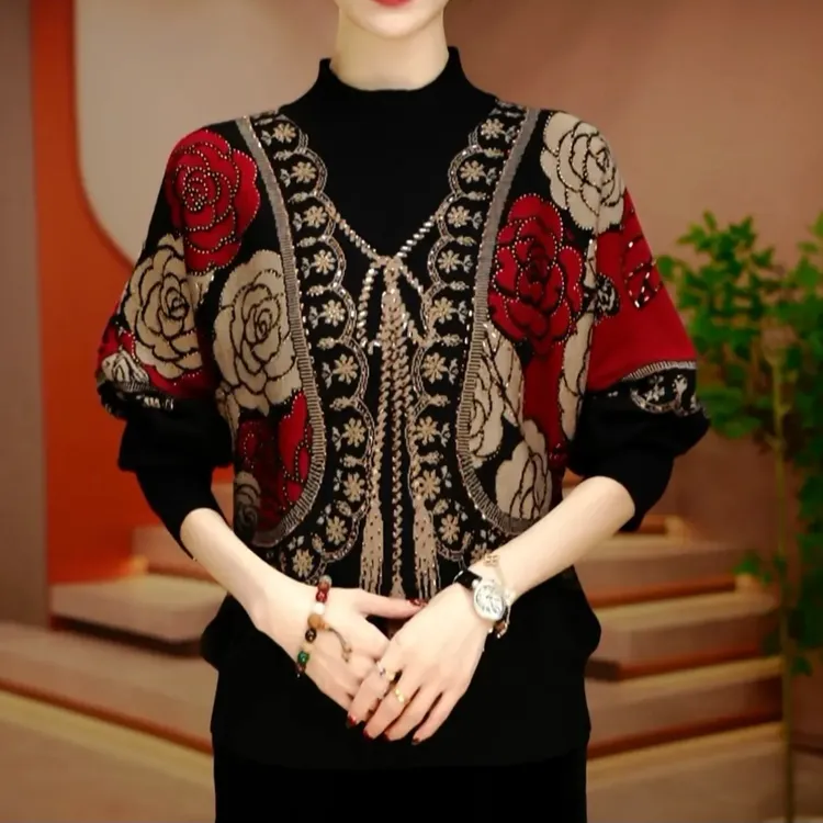 冬季百搭减龄高档时尚洋气上衣针织衫中老年气质漂亮显瘦休闲毛衣