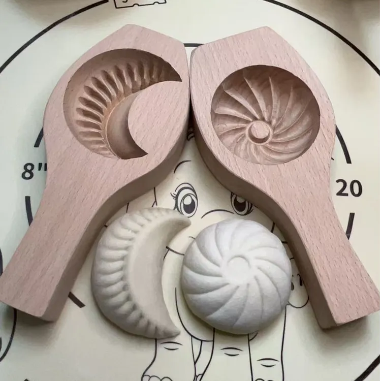 立体加深家用肉菜包豆沙包蒸饺柳叶包月牙弯月树叶包子馒模具实木