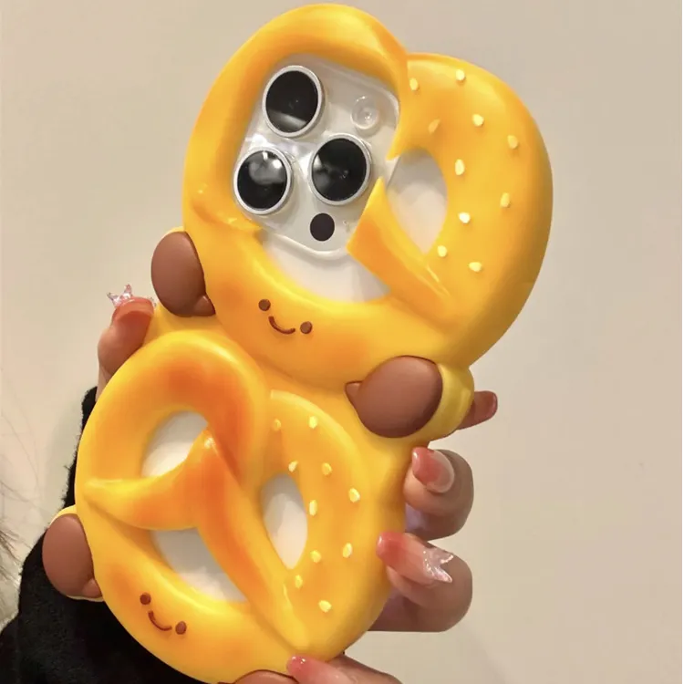 ins风可爱立体双个碱水结适用iphone16promax手机壳15pro趣味14新