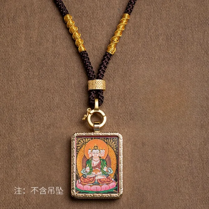 复古卡扣配扣挂绳黑色高档佛公专用男士绳子项链编织吊坠挂绳双面商品图