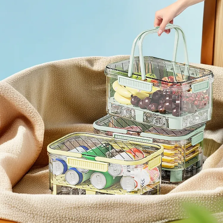 户外便携双层款密封长方形保鲜防漏保鲜盒正方形盖子款见详情