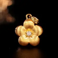 【雅婷精选】18k金山茶花布契拉提莫桑石黑玛瑙吊坠