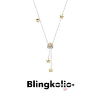 铜合金合成锆石项链 Blingkolio不另可铜镀18K金双色吊灯沙发项链