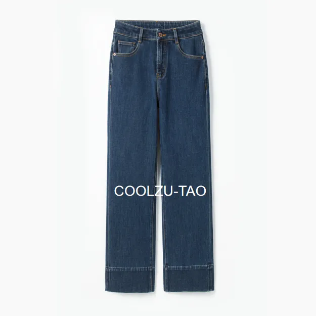 COOLZU-TAO/陶柯竹国际蓝 薯条裤秋冬加绒可卷边四面弹牛仔裤女