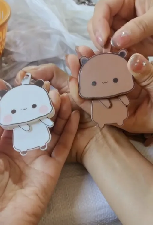 熊猫一二布布钥匙扣卡通动漫公仔亚克力钥匙扣挂件情侣挂饰